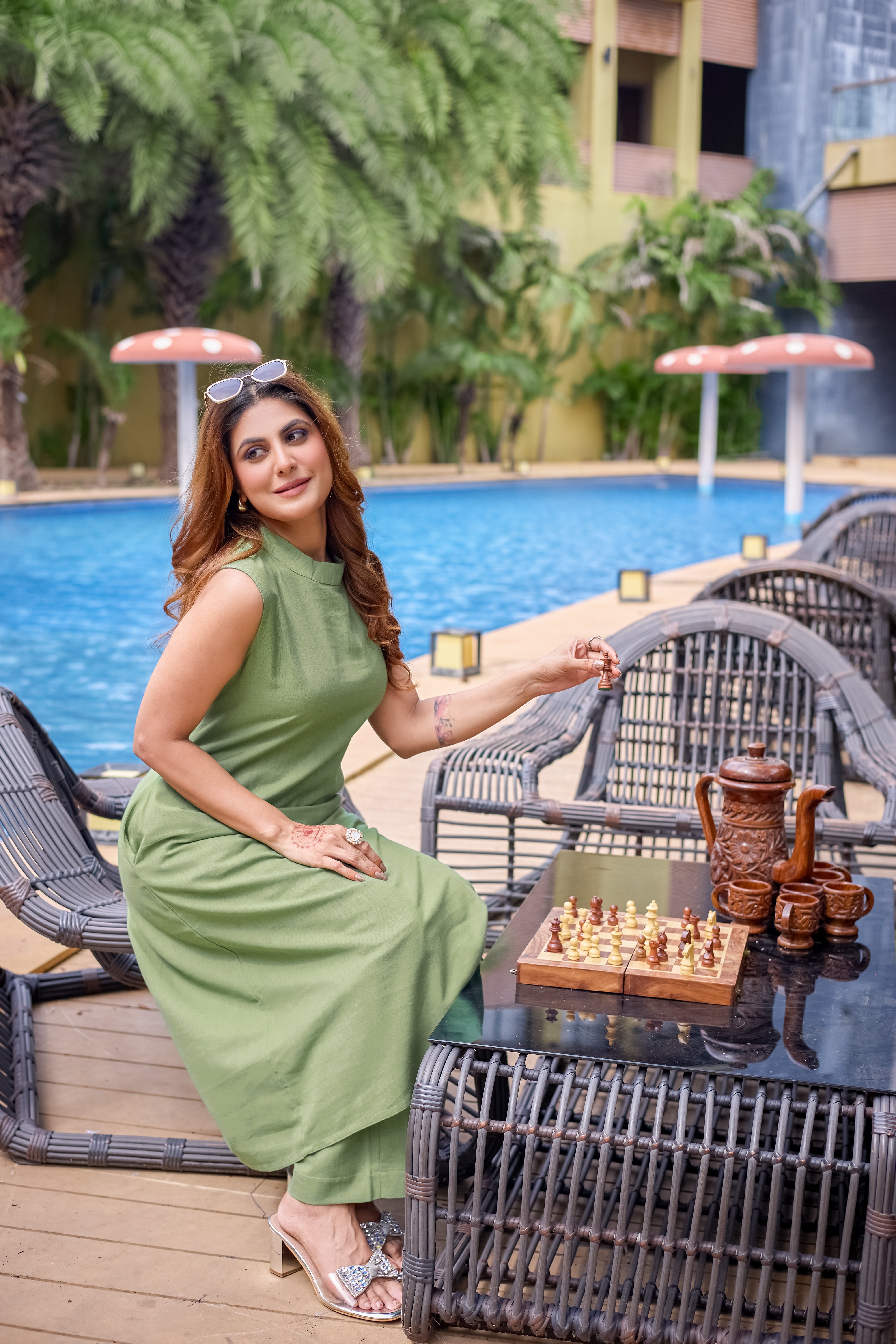 Neem Breeze Green Co-ord Set in Linen Cotton – Sleeveless Kurta & Pants for Women